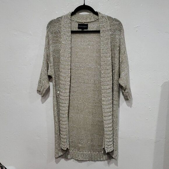 Frank Lyman Designs Long Open Sweater Shrug Cardigan in Silver Size M - Picture 1 of 12